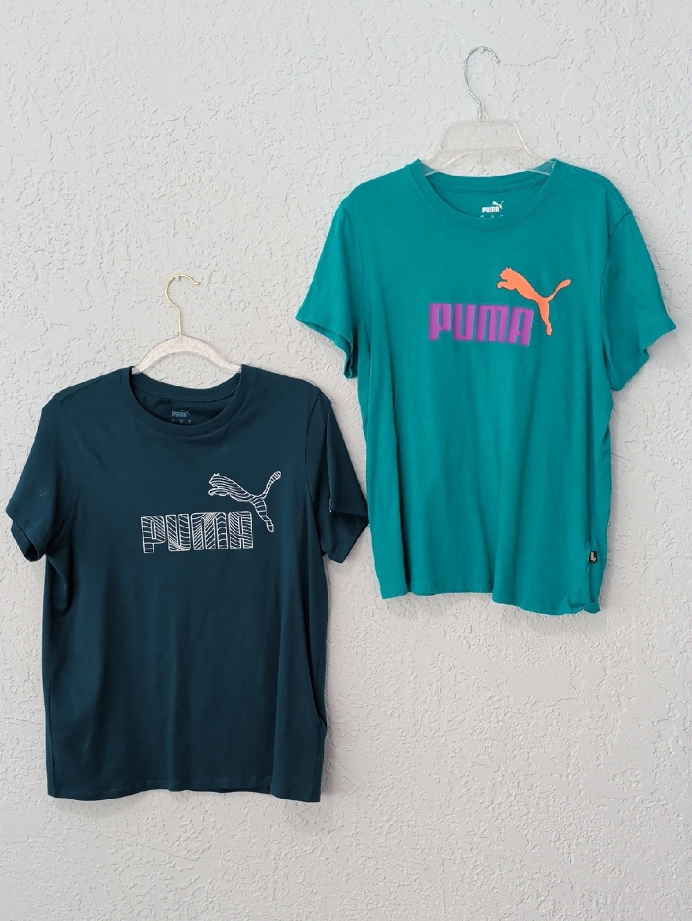 Pair Of Puma Athletic Teal Short Sleeve Tops | Size L
